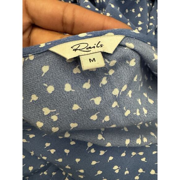 Rails JADE Dress Blue Wisteria White Drawstring Waist Buttons M - Picture 8 of 10